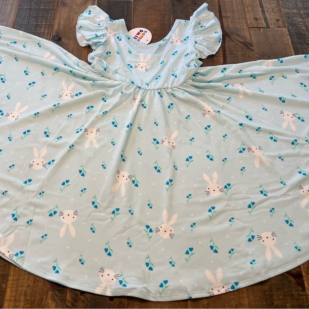 Dot Dot Smile size 3/4 or 5/6 girls Easter bunny Empire twirl dress new